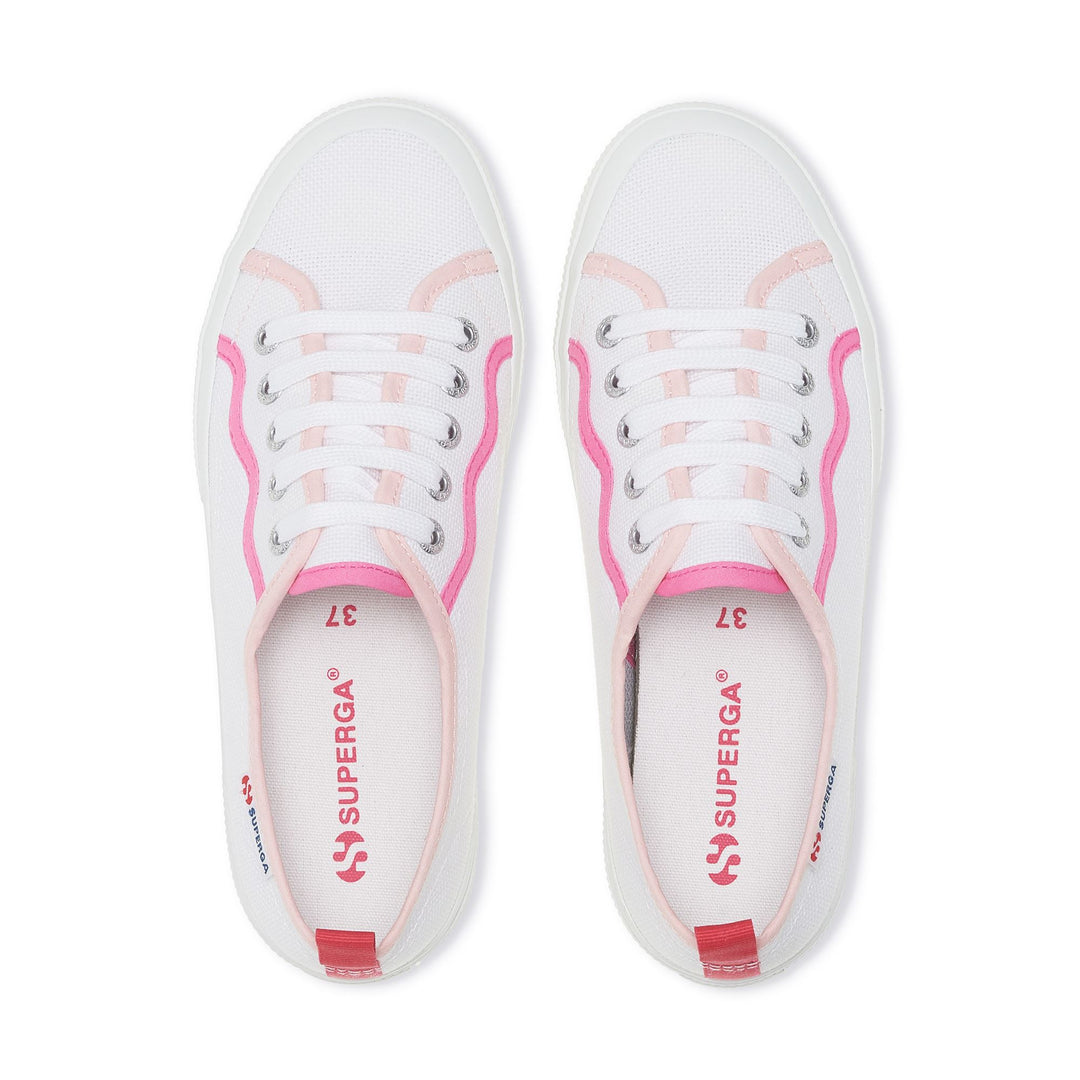 Le Superga Woman 2750 CURLY BINDINGS Low Cut WHITE-SHADED PINK Dressed Back (jpg Rgb)		