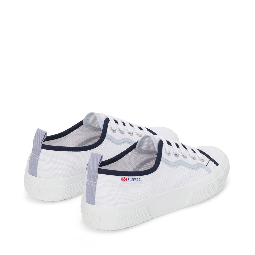 Le Superga Woman 2750 CURLY BINDINGS Low Cut WHITE-SHADED BLUE Dressed Side (jpg Rgb)		