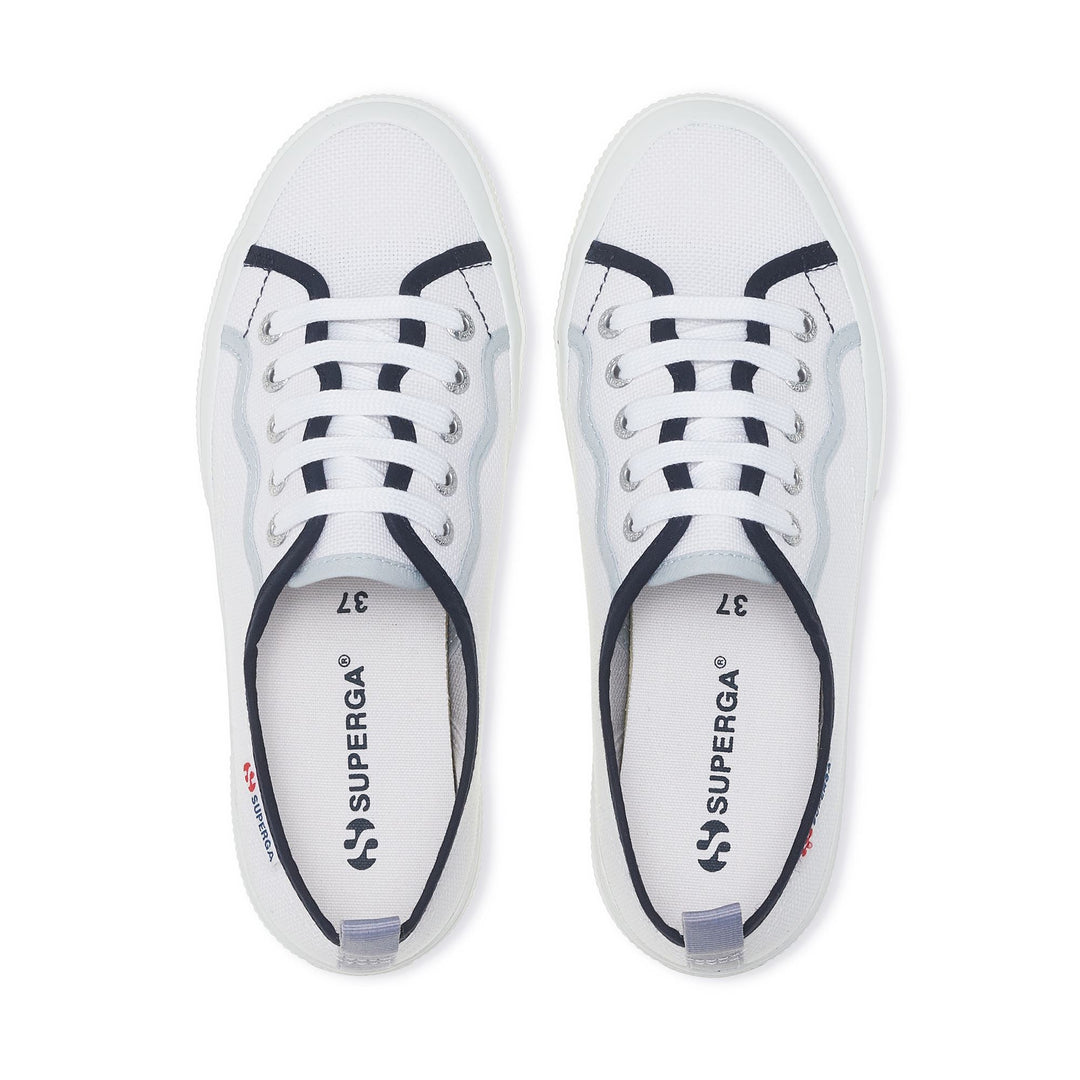 Le Superga Woman 2750 CURLY BINDINGS Low Cut WHITE-SHADED BLUE Dressed Back (jpg Rgb)		