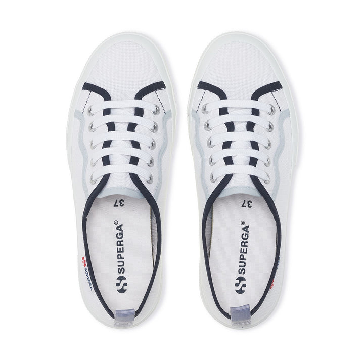 Le Superga Woman 2750 CURLY BINDINGS Low Cut WHITE-SHADED BLUE Dressed Back (jpg Rgb)		