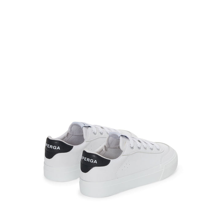 Sneakers Kid unisex 3844 VEGAN MATERIAL CLUB KIDS Low Cut WHITE-BLACK Dressed Side (jpg Rgb)		